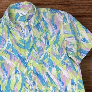 Cabana Men’s Summer Short Sleeve Casual Button Down Shirt. Medium.